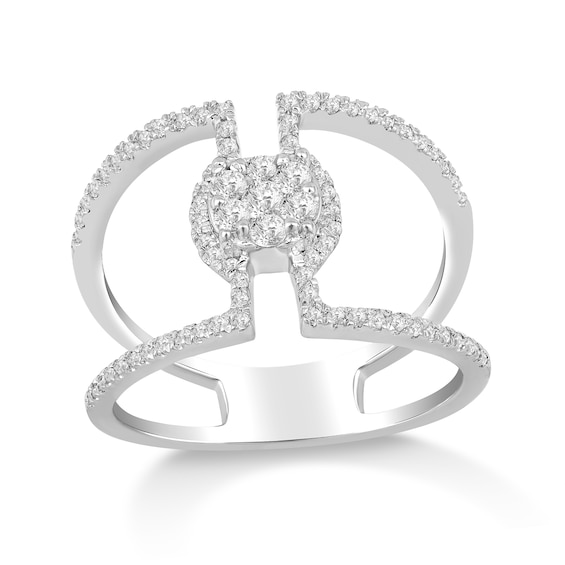 1/2 CT. T.w. Multi-Diamond Linear Open Shank Ring in 10K White Gold