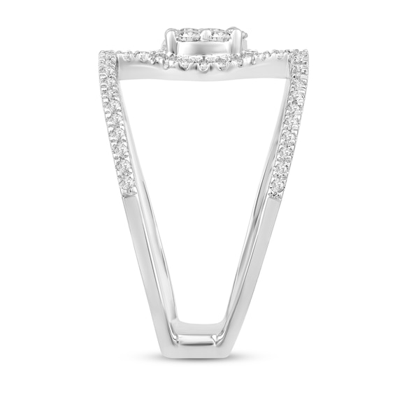 1/2 CT. T.w. Multi-Diamond Linear Open Shank Ring in 10K White Gold