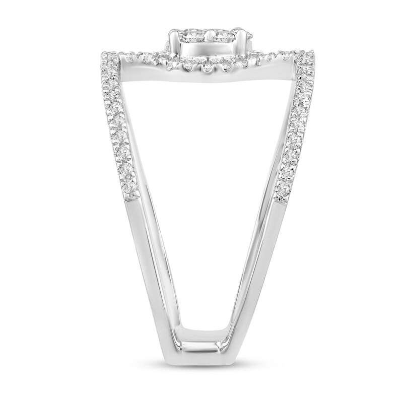 Main Image 2 of 1/2 CT. T.W. Multi-Diamond Linear Open Shank Ring in 10K White Gold