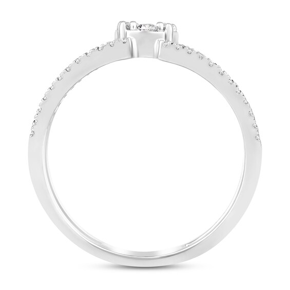 1/2 CT. T.w. Multi-Diamond Linear Open Shank Ring in 10K White Gold