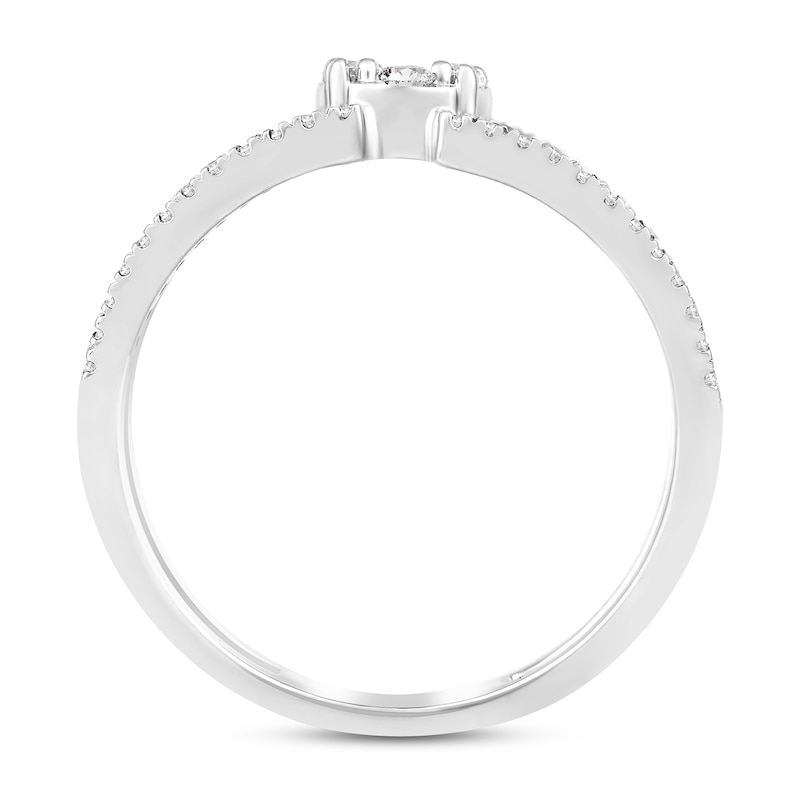Main Image 3 of 1/2 CT. T.W. Multi-Diamond Linear Open Shank Ring in 10K White Gold
