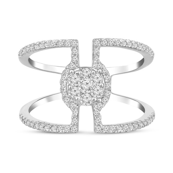 1/2 CT. T.w. Multi-Diamond Linear Open Shank Ring in 10K White Gold