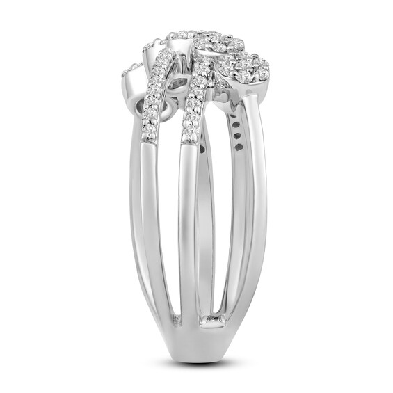 1/3 CT. T.w. Multi-Diamond Triple Row Orbit Crossover Ring in 10K White Gold