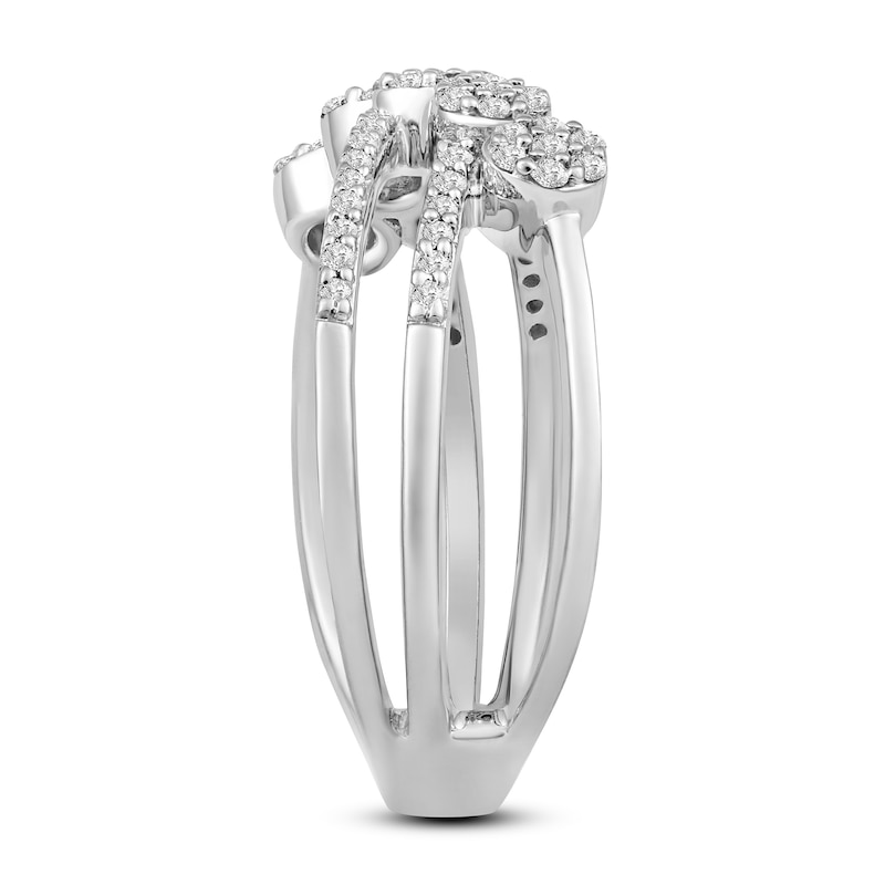 Main Image 2 of 1/3 CT. T.W. Multi-Diamond Triple Row Orbit Crossover Ring in 10K White Gold