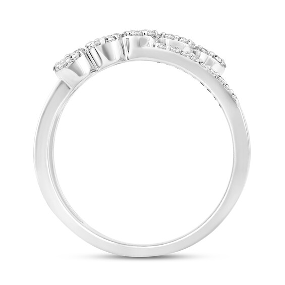 1/3 CT. T.w. Multi-Diamond Triple Row Orbit Crossover Ring in 10K White Gold