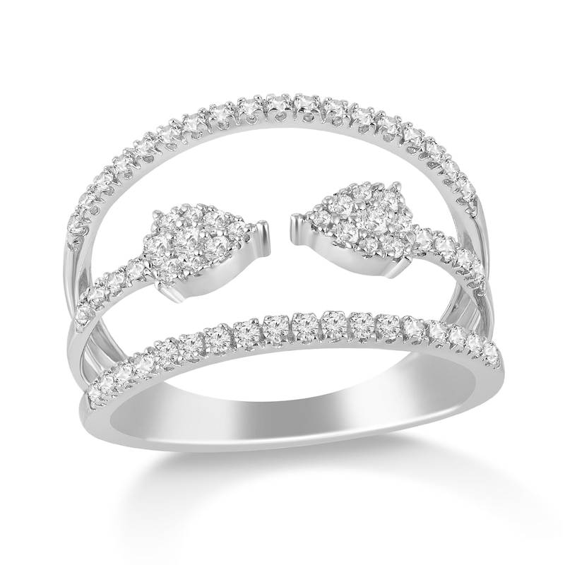 Main Image 1 of 1/2 CT. T.W. Diamond Center Arrows Open Shank Ring in 10K White Gold