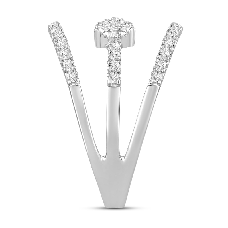 Main Image 2 of 1/2 CT. T.W. Diamond Center Arrows Open Shank Ring in 10K White Gold
