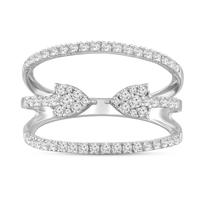 Main Image 4 of 1/2 CT. T.W. Diamond Center Arrows Open Shank Ring in 10K White Gold