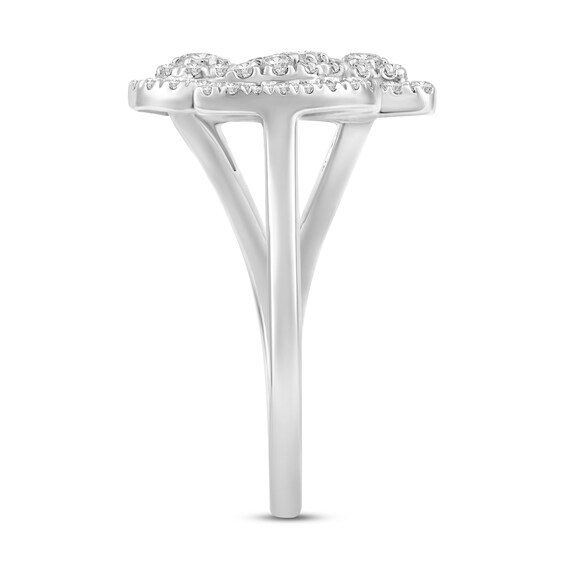1/2 CT. T.w. Multi-Diamond Geometric Shapes Open Shank Ring in 10K White Gold