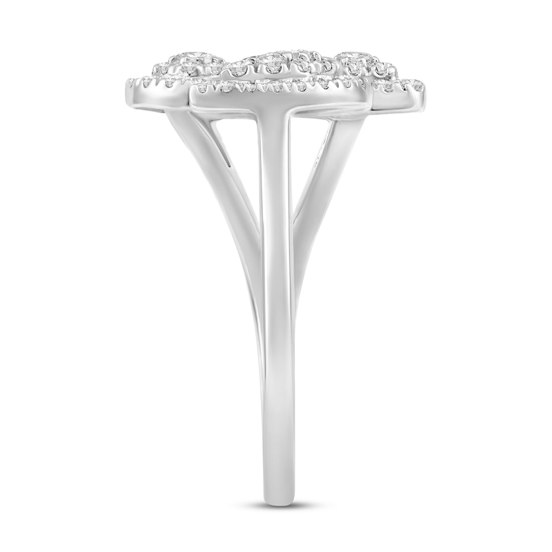 Main Image 2 of 1/2 CT. T.W. Multi-Diamond Geometric Shapes Open Shank Ring in 10K White Gold