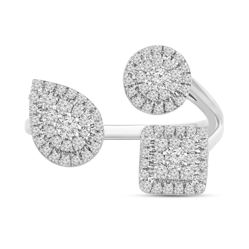 Main Image 4 of 1/2 CT. T.W. Multi-Diamond Geometric Shapes Open Shank Ring in 10K White Gold