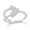 Thumbnail Image 1 of 1/4 CT. T.W. Pear Multi-Diamond Triple Arrow Open Shank Ring in 10K White Gold
