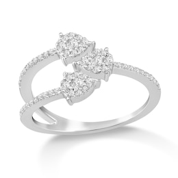1/4 CT. T.W. Pear Multi-Diamond Triple Arrow Open Shank Ring in 10K White Gold