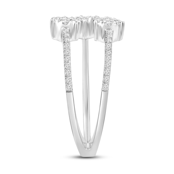 1/4 CT. T.w. Pear Multi-Diamond Triple Arrow Open Shank Ring in 10K White Gold