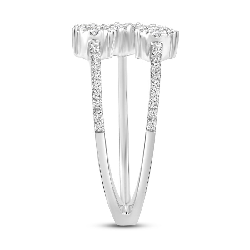 Main Image 2 of 1/4 CT. T.W. Pear Multi-Diamond Triple Arrow Open Shank Ring in 10K White Gold