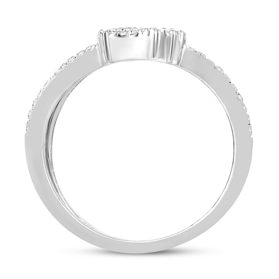 1/4 CT. T.w. Pear Multi-Diamond Triple Arrow Open Shank Ring in 10K White Gold