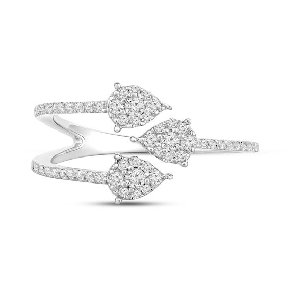 1/4 CT. T.w. Pear Multi-Diamond Triple Arrow Open Shank Ring in 10K White Gold