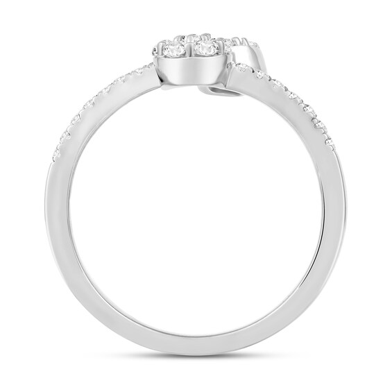 1/2 CT. T.w. Pear and Round Multi-Diamond Open Shank Ring in 10K White Gold