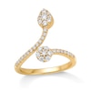 Thumbnail Image 1 of 1/2 CT. T.W. Pear and Round Multi-Diamond Open Shank Ring in 10K Gold