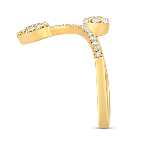 1/2 CT. T.w. Pear and Round Multi-Diamond Open Shank Ring in 10K Gold
