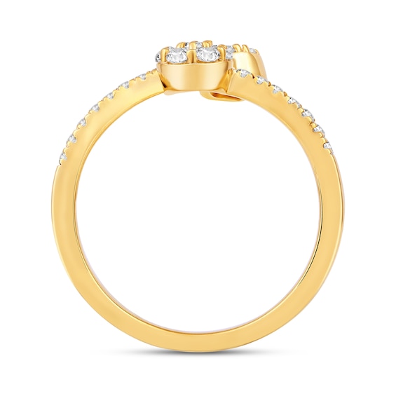 1/2 CT. T.w. Pear and Round Multi-Diamond Open Shank Ring in 10K Gold