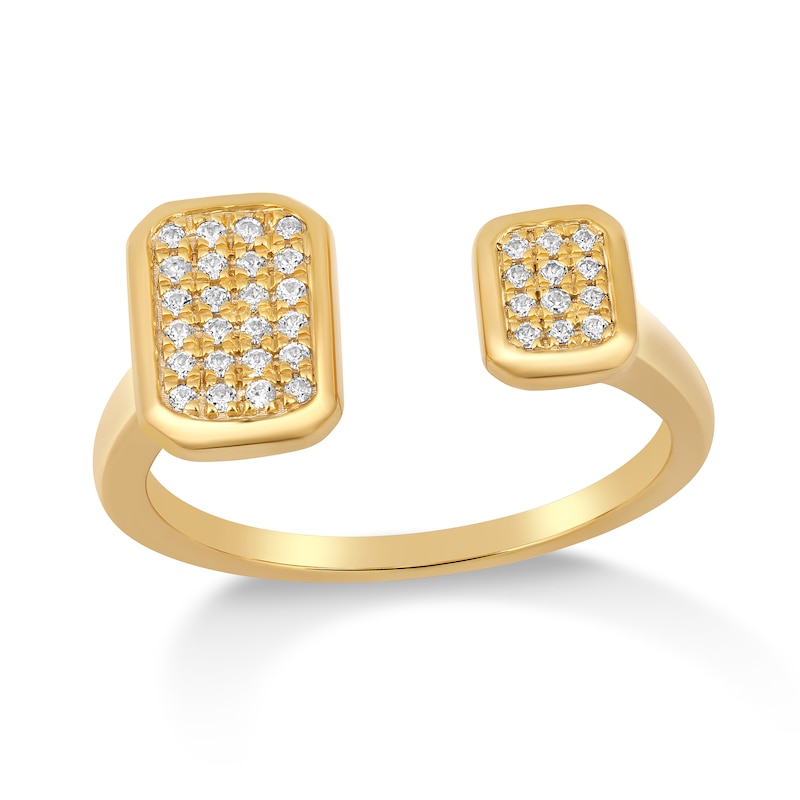 Main Image 1 of 1/6 CT. T.W. Octagon Multi-Diamond Open Shank Ring in 10K Gold