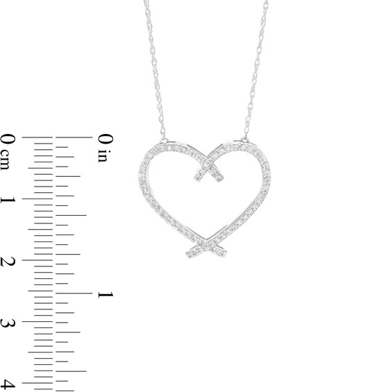1/4 CT. T.w. Diamond Ribbon Heart Pendant in Sterling Silver