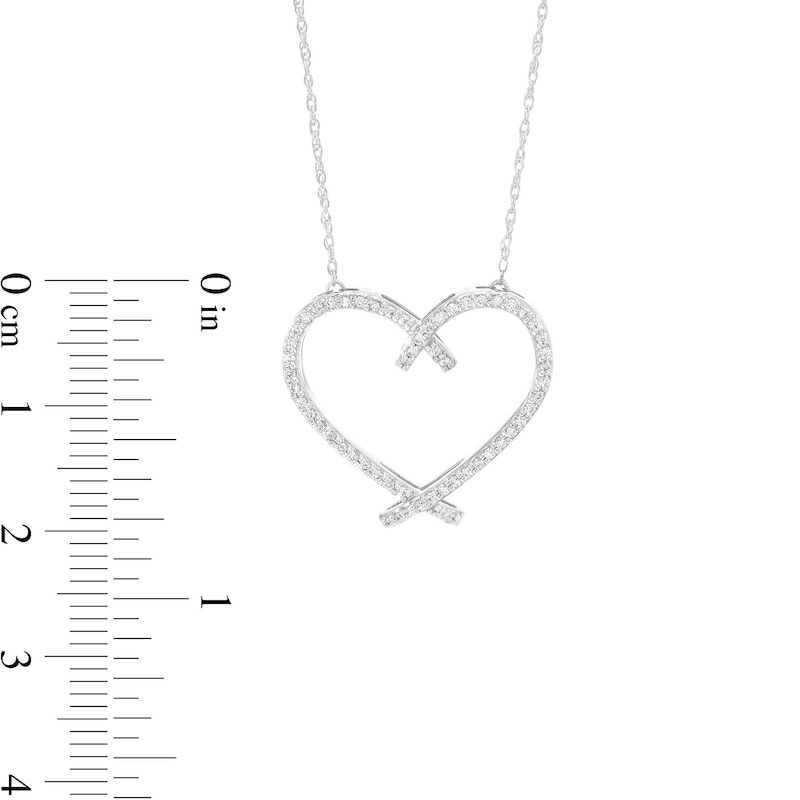 Main Image 3 of 1/4 CT. T.W. Diamond Ribbon Heart Pendant in Sterling Silver