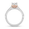 Thumbnail Image 3 of Enchanted Disney 1 CT. T.W. Quad Princess-Cut Diamond Double Row Engagement Ring in 14K Two-Tone Gold (I/I1)