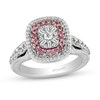 Thumbnail Image 1 of Enchanted Disney Aurora 1/2 CT. T.W. Emerald Multi-Diamond and Tourmaline Frame Engagement Ring in 14K Two-Tone Gold