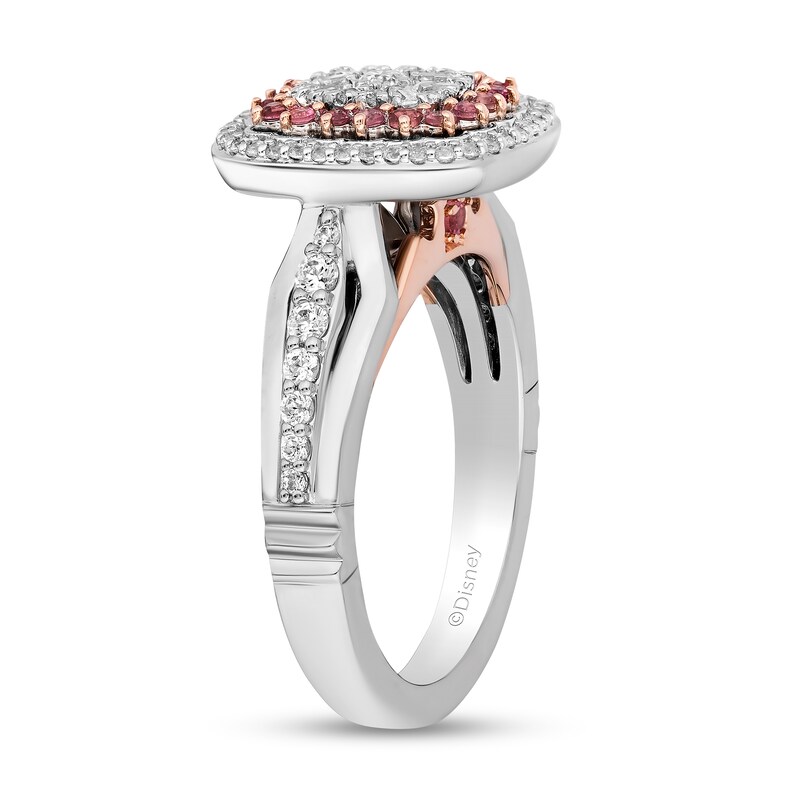 Main Image 2 of Enchanted Disney Aurora 1/2 CT. T.W. Emerald Multi-Diamond and Tourmaline Frame Engagement Ring in 14K Two-Tone Gold