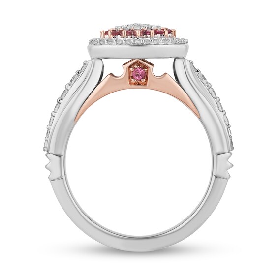 Enchanted Disney Aurora 1/2 CT. T.w. Emerald Multi-Diamond and Tourmaline Frame Engagement Ring in 14K Two-Tone Gold