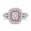 Thumbnail Image 4 of Enchanted Disney Aurora 1/2 CT. T.W. Emerald Multi-Diamond and Tourmaline Frame Engagement Ring in 14K Two-Tone Gold