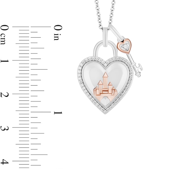 Enchanted Disney Diamond Heart Lock Pendant in Sterling Silver and 10K Rose Gold