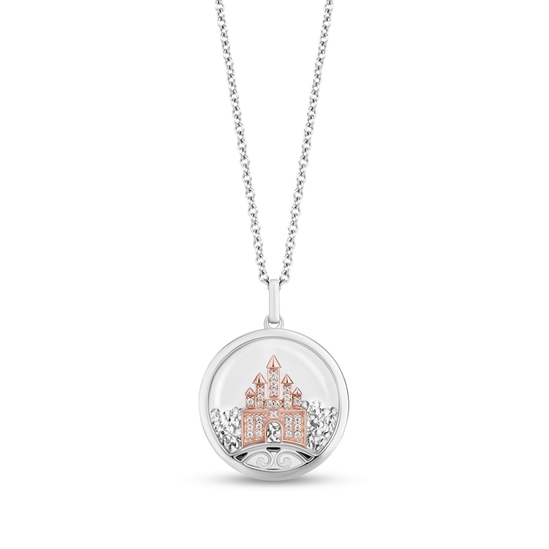 Main Image 1 of Enchanted Disney Diamond and White Topaz Castle Pendant in Sterling Silver