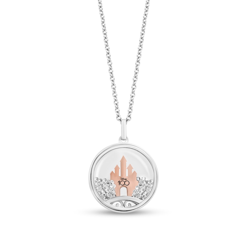Main Image 2 of Enchanted Disney Diamond and White Topaz Castle Pendant in Sterling Silver