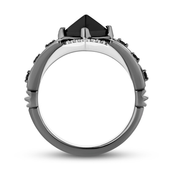 Enchanted Disney Villains Maleficent Princess-Cut Onyx and Diamond Ring in Sterling Silver with Black Rhodium