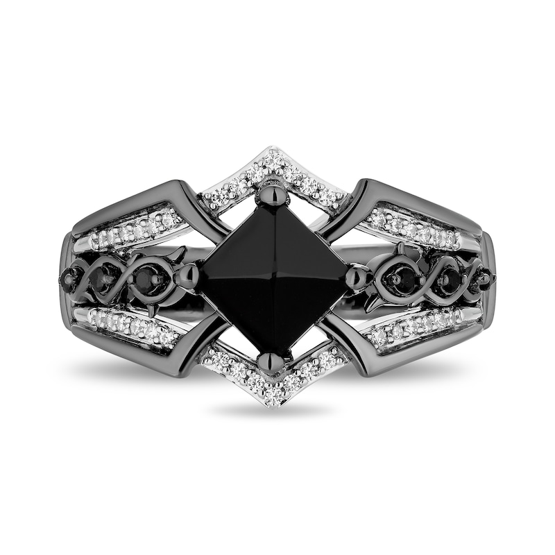 Enchanted Disney Villains Maleficent Princess-Cut Onyx and Diamond Ring in Sterling Silver with Black Rhodium