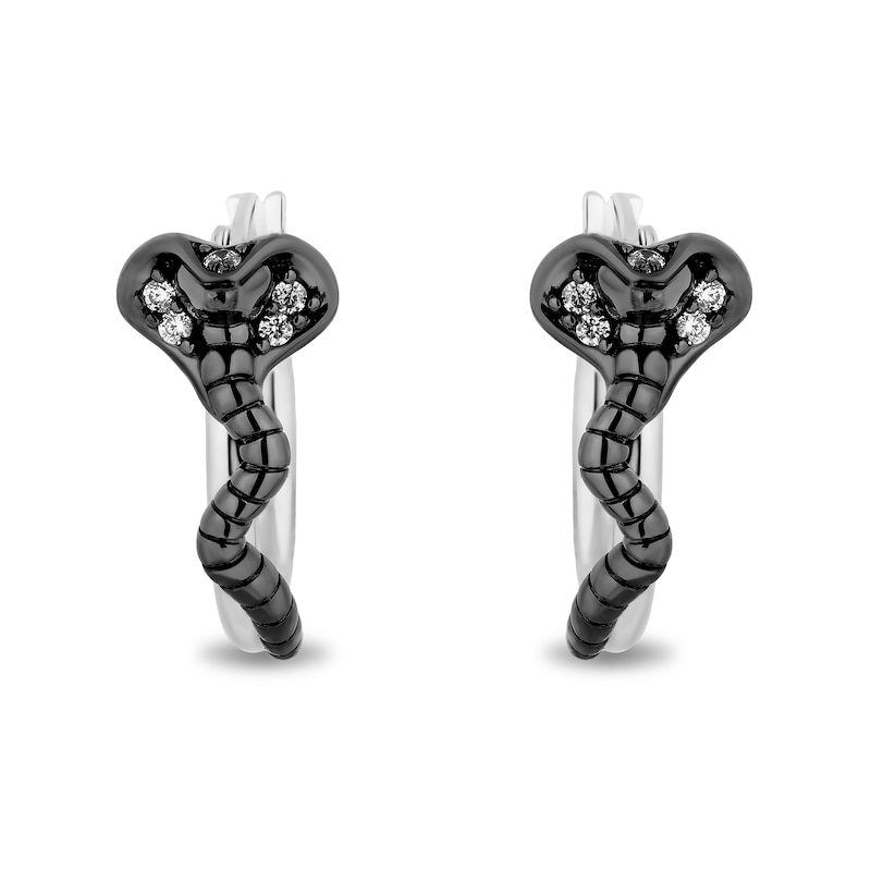 Main Image 2 of Enchanted Disney Villains Jafar 1/10 CT. T.W. Diamond Cobra Hoop Earrings in Sterling Silver with Black Rhodium