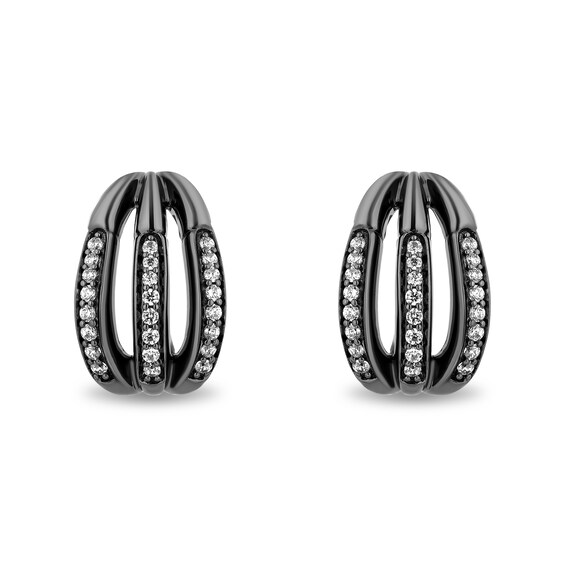 Enchanted Disney Villains Maleficent 1/3 CT. T.w. Diamond Claw J-Hoop Earrings in Sterling Silver with Black Rhodium