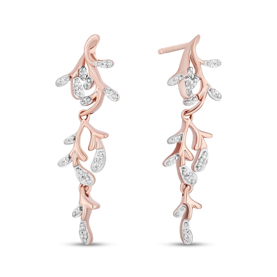 Collector's Edition Enchanted Disney The Little Mermaid 1/10 CT. T.w. Diamond Coral Reef Drop Earrings in 10K Rose Gold