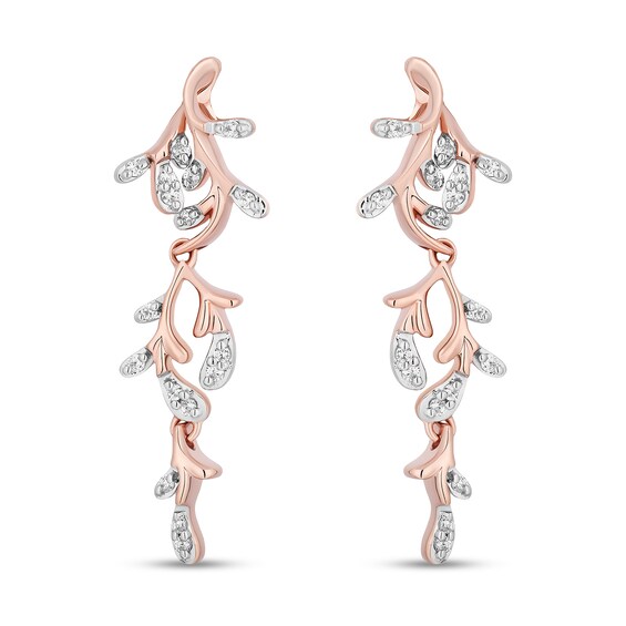 Collector's Edition Enchanted Disney The Little Mermaid 1/10 CT. T.w. Diamond Coral Reef Drop Earrings in 10K Rose Gold