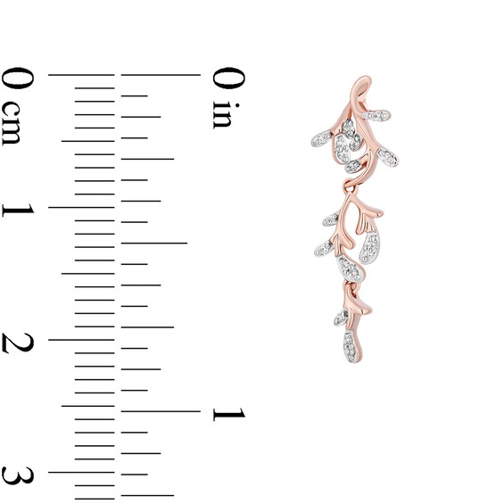 Collector's Edition Enchanted Disney The Little Mermaid 1/10 CT. T.w. Diamond Coral Reef Drop Earrings in 10K Rose Gold