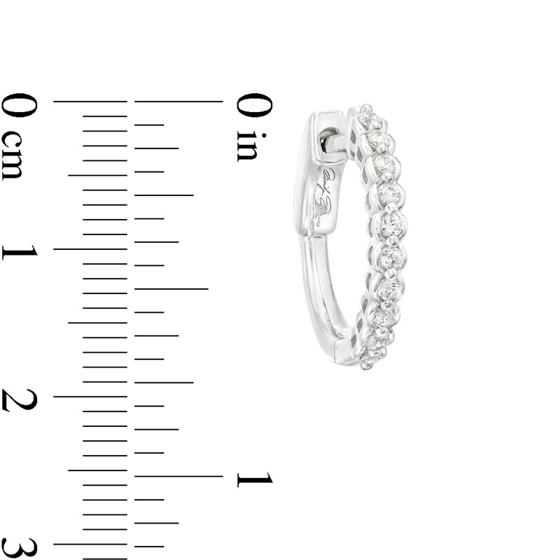 Main Image 3 of Marilyn Monroe™ Collection 1/4 CT. T.W. Journey Diamond Bubble Huggie Hoop Earrings in 10K White Gold