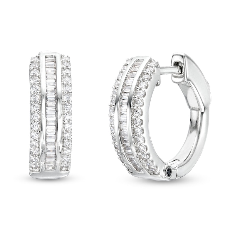 Marilyn Monroe™ Collection 3/4 CT. T.W. Baguette and Round Diamond Edge ...