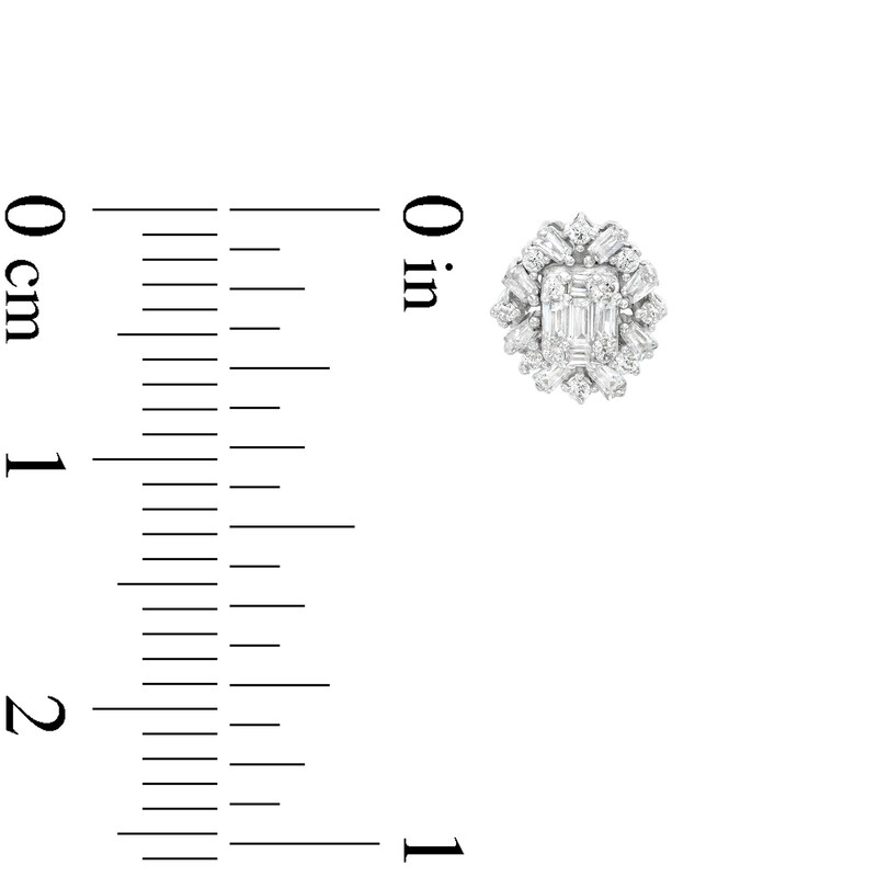 Main Image 3 of Marilyn Monroe™ Collection 1/4 CT. T.W. Emerald Multi-Diamond Starburst Frame Stud Earrings in 10K White Gold