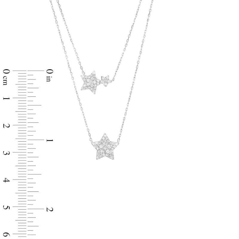Main Image 3 of Marilyn Monroe™ Collection 3/8 CT. T.W. Diamond Stars Double Strand Necklace in Sterling Silver