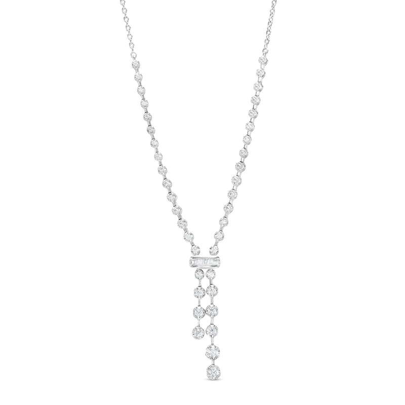 Main Image 1 of Marilyn Monroe™ Collection 1/2 CT. T.W. Journey Diamond Y-Necklace in 10K White Gold