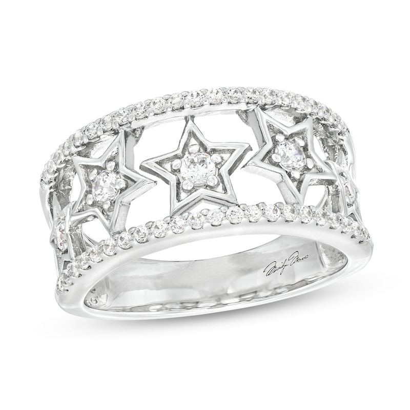 Main Image 1 of Marilyn Monroe™ Collection 1/2 CT. T.W. Diamond Open Shank Stars Ring in Sterling Silver