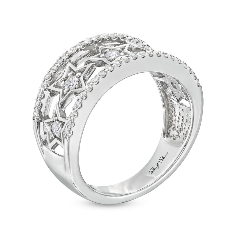 Main Image 3 of Marilyn Monroe™ Collection 1/2 CT. T.W. Diamond Open Shank Stars Ring in Sterling Silver